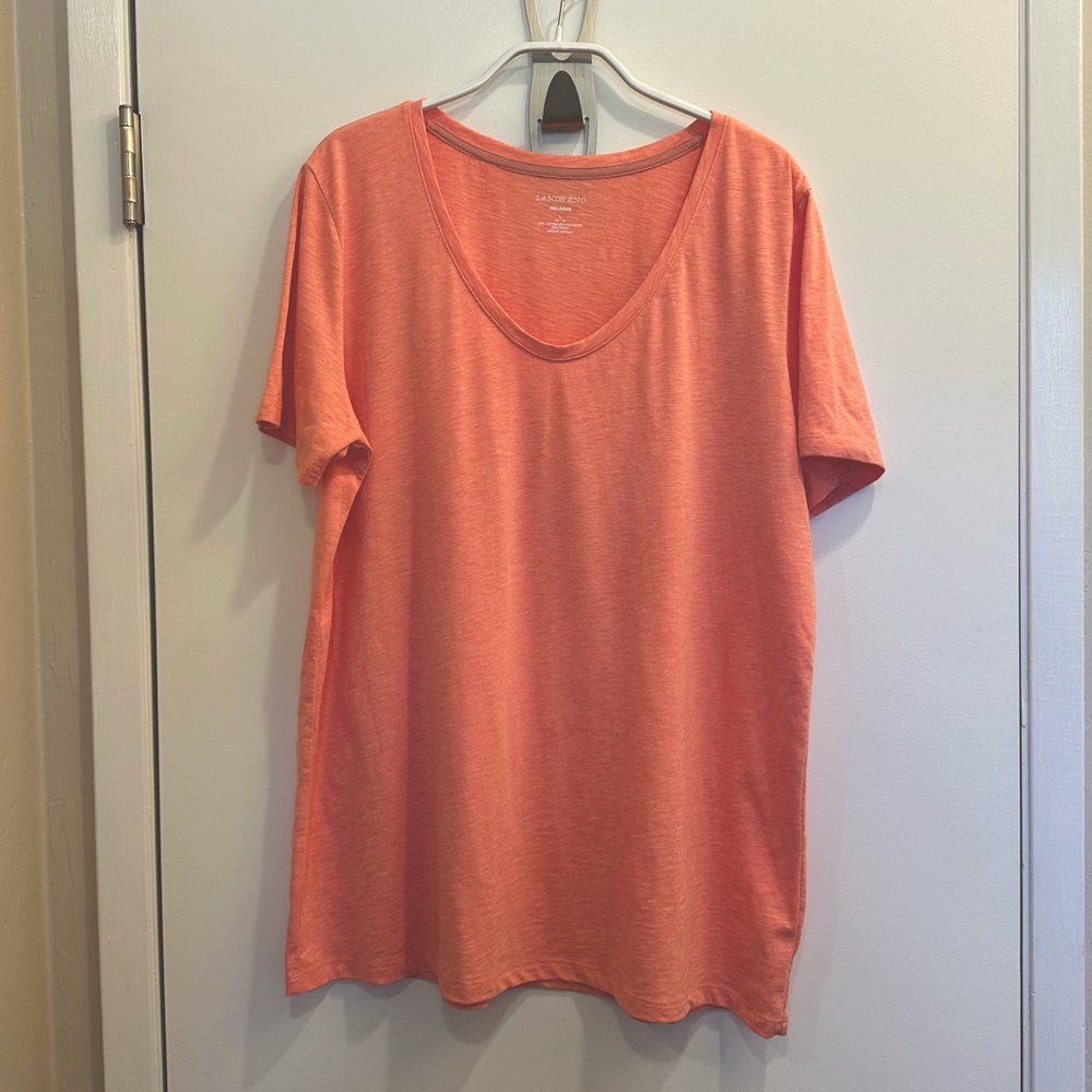 Lands’ End Women’s Peach Heather Short Sleeve Tee size L